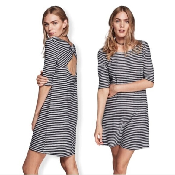 Free People Frenchie Tee Dress Size Small Oversized Black White Striped - Picture 1 of 10